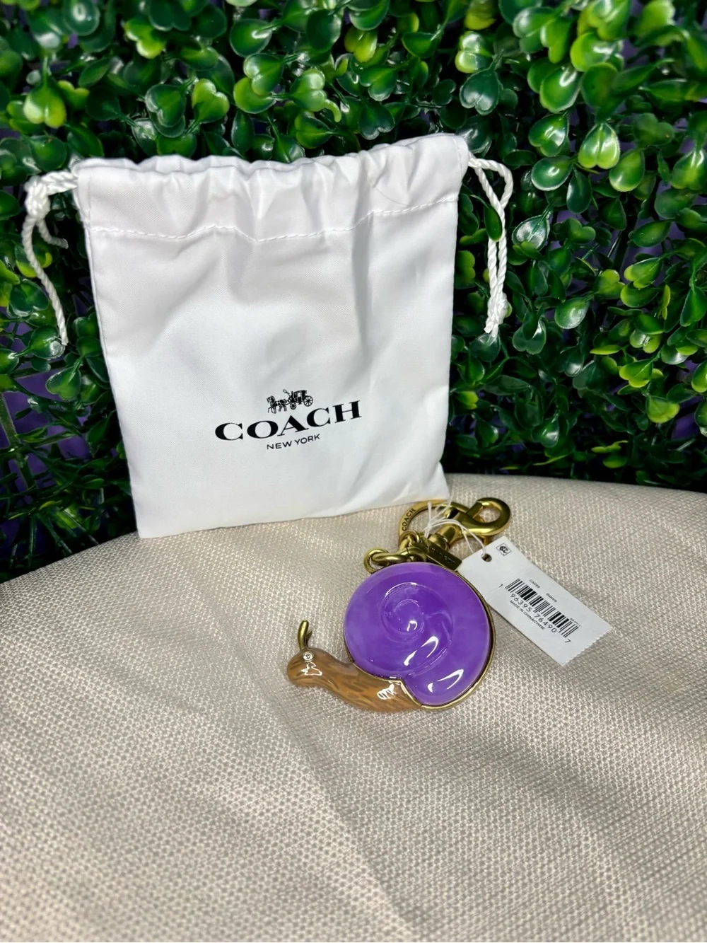 NWT Coach Snail Bag Charm – Purple Multi CAX69 🐌💜